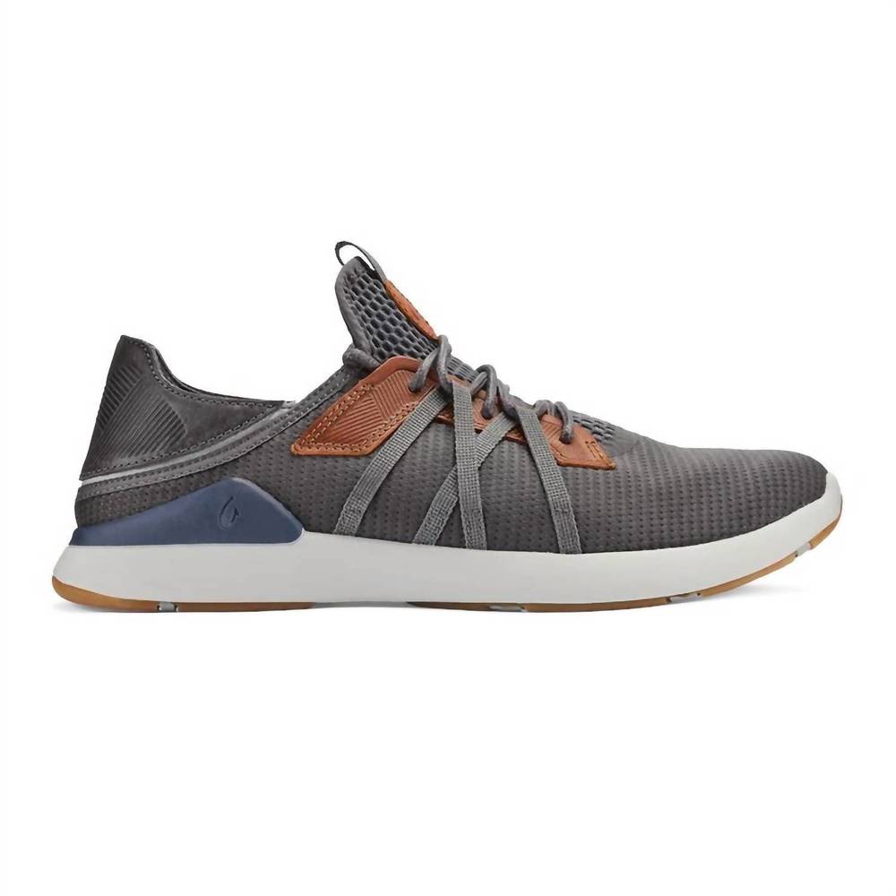 NEW OLUKAI mens mio li sneaker in pavement/vintage indigo